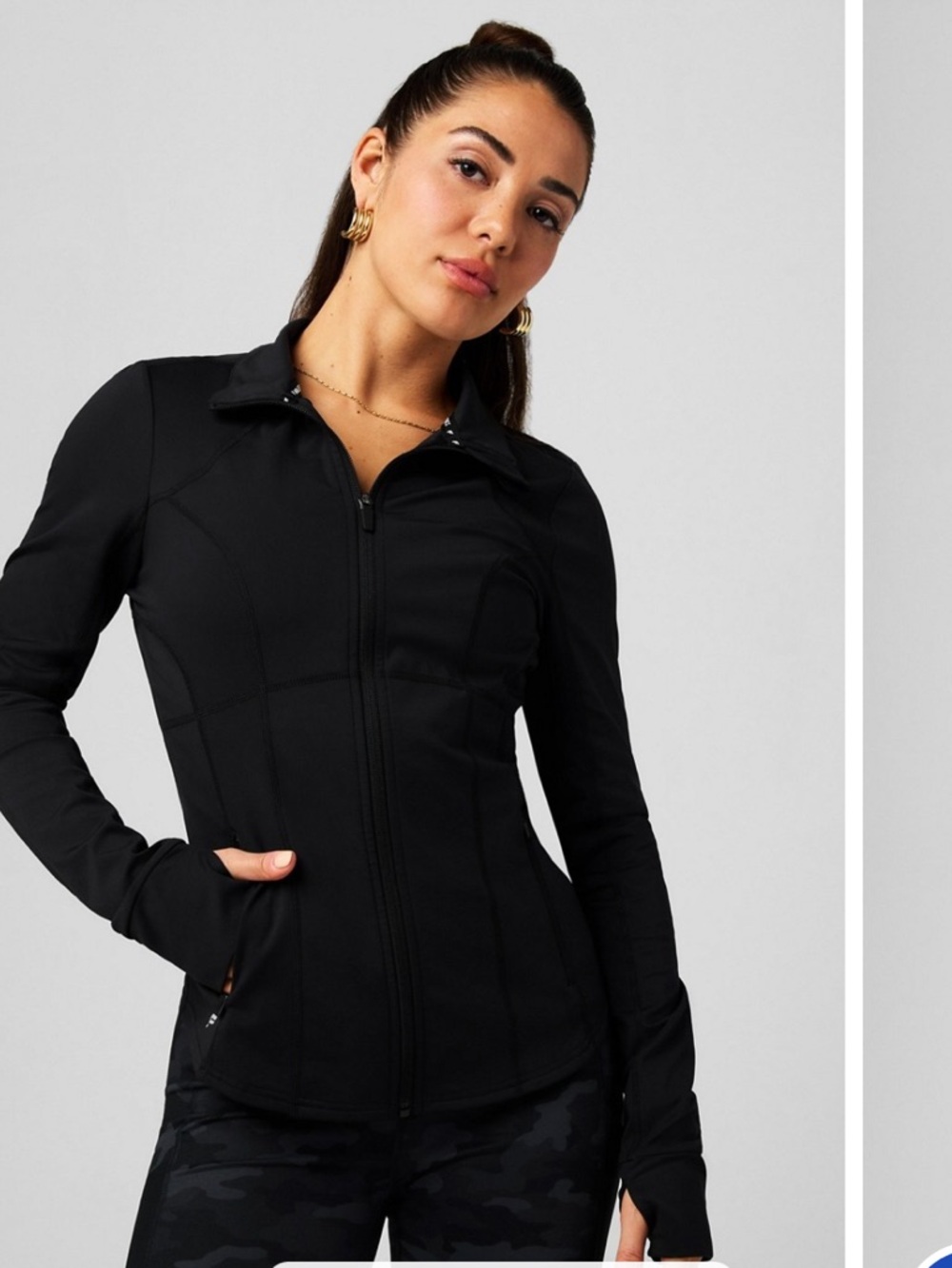 New Fabletics Women's Black Perfect Storm Full-Zip Utility Train Jacket